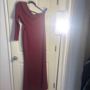 Elegant One-Shoulder Burgundy Dress